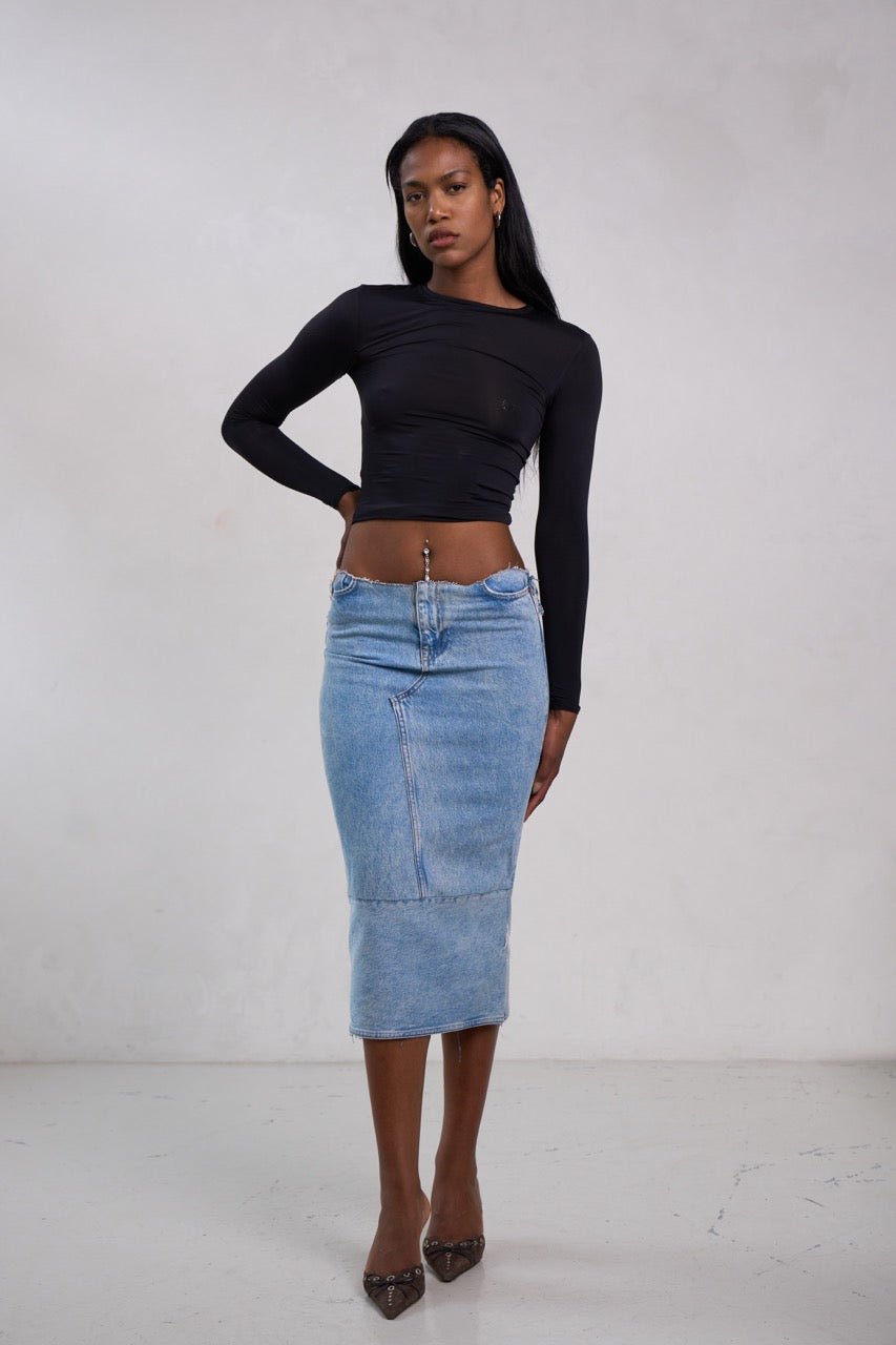 Reworked Midi Denim Skirt