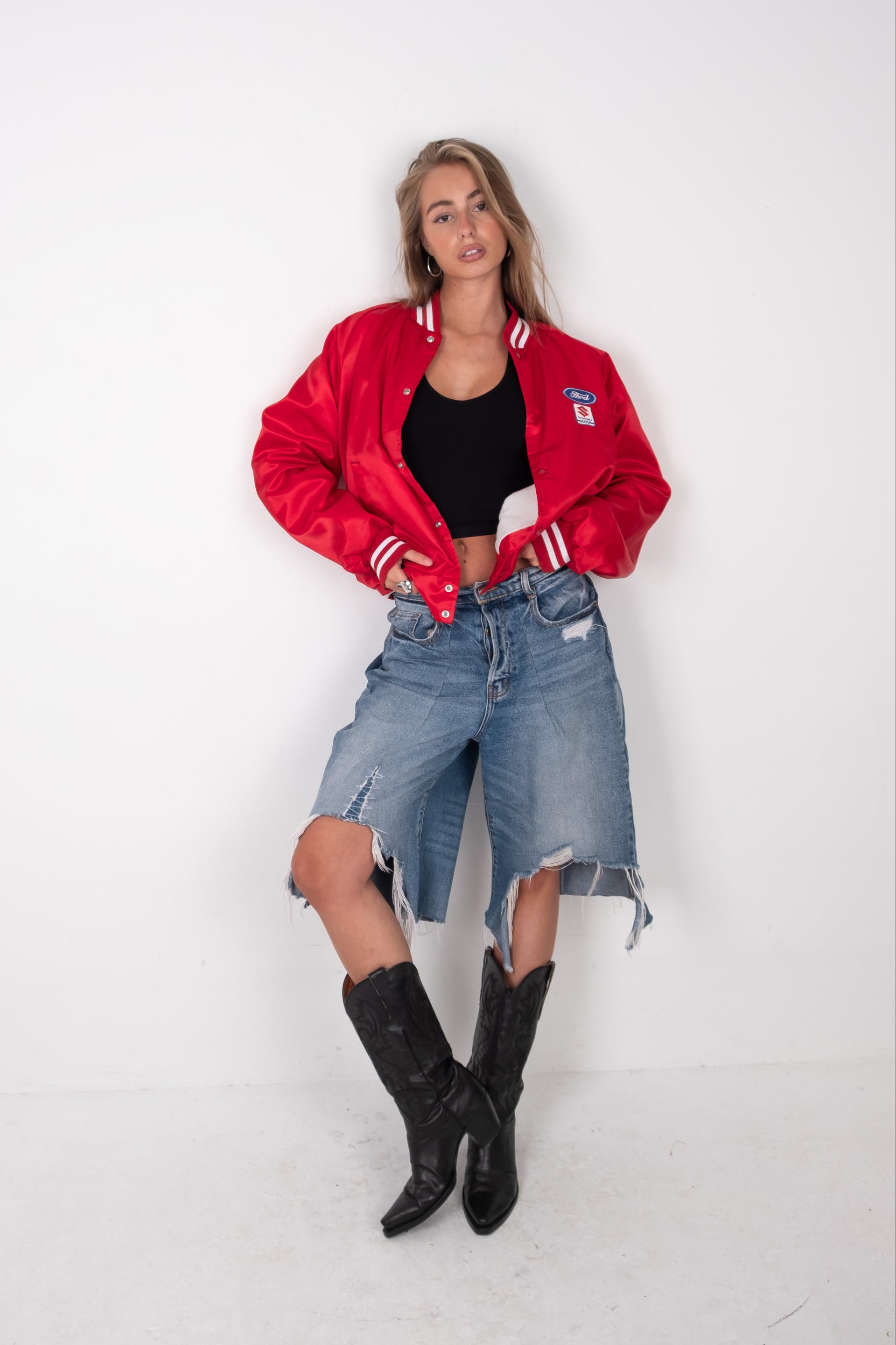 Reworked Long Denim Shorts